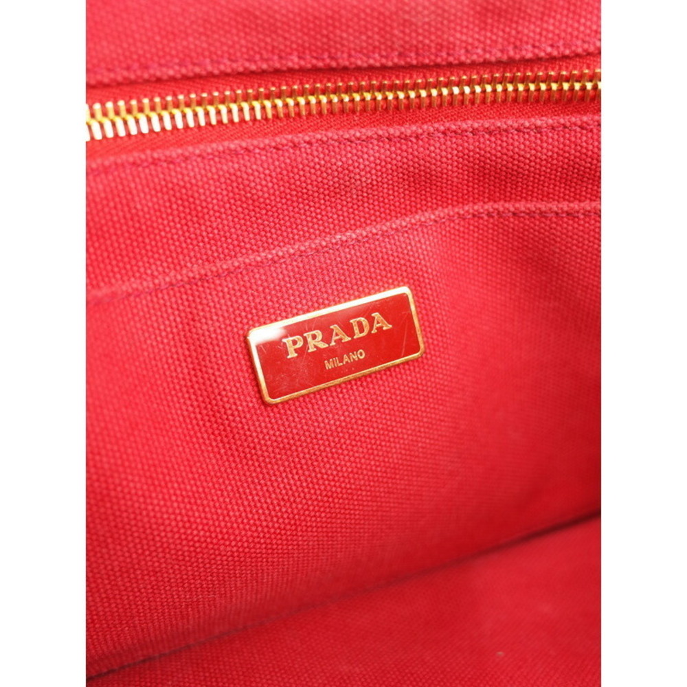 Prada Canapa Convertible 2way Tote Top Handle Shoulder Bag Red - Picture 6 of 9